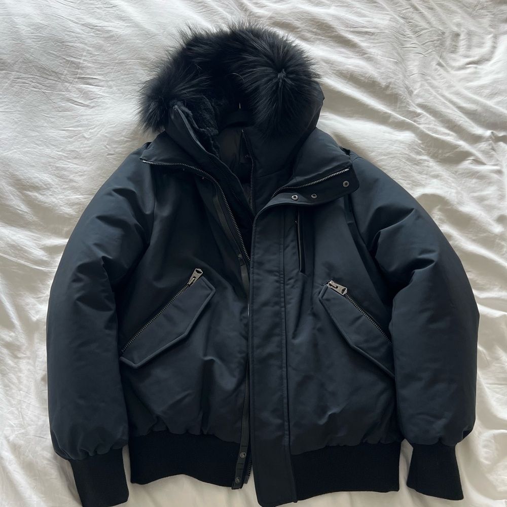 Mackage Black Puffer Jacket in with Fur Trim
